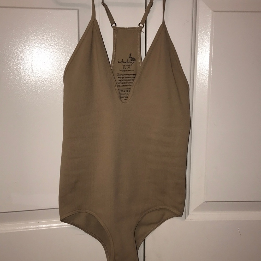 Tan free people bodysuit
